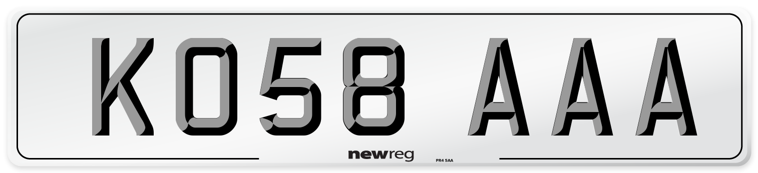 KO58 AAA Number Plate from New Reg